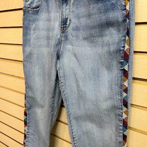 Blue Stretchy Jean with embroidered seams
